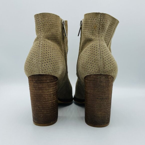 Vince Camuto Womens Boots Size 11M Tan Suede Leather Side Zip Ankle Heel Booties - Picture 7 of 13